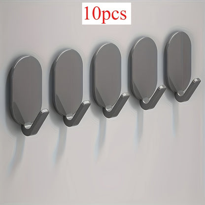 5/10 Heavy-Duty Adhesive Hooks for Bathroom & Toilet - No Drill, Waterproof, Durable Abs - Ideal for Towels, Robes & More