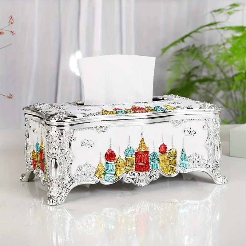 1PC Rose Relief Tissue Box with Luxurious Design for Household or Commercial Use in Living Room, Dining Area, KTV, Hotel, Bar, or Bathroom