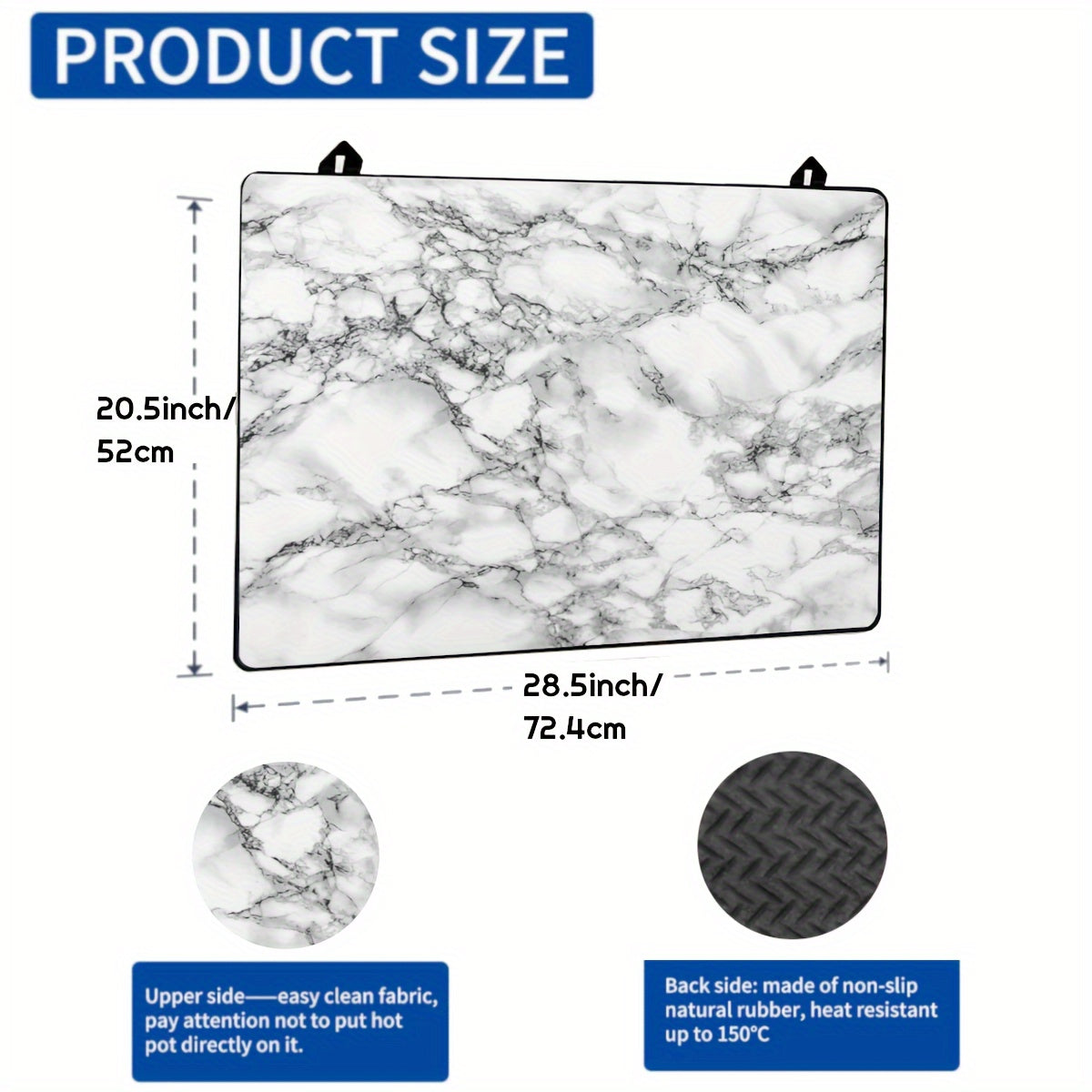 Extra large stove top cover for electric stoves measuring 28.5x20.5 inches (72.5x52cm). This anti-slip waterproof mat is designed to protect glass stove tops from scratches and acts as a flat top oven cover. Additionally, it can be used as a multipurpose