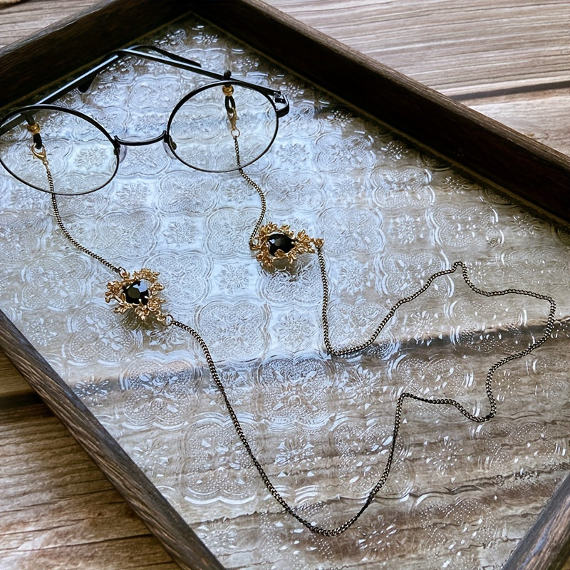 Vintage Gothic Cross Pendant Glasses Chain that functions as an Anti-Slip Sunglasses and Reading Glasses Lanyard. Also doubles as a stylish face covering lanyard for your mask and eyewear retainer.