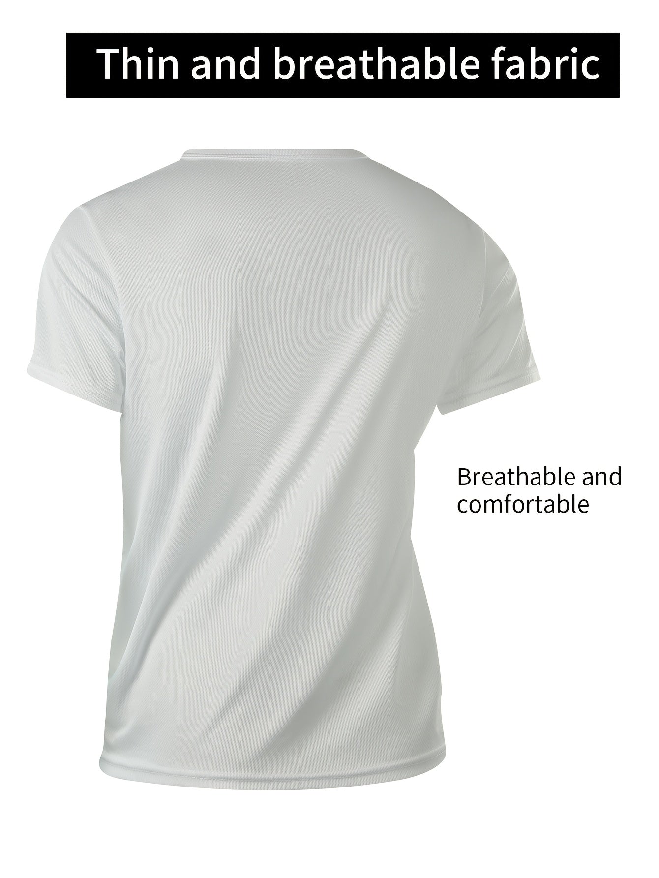 5 Men's Quick-Dry Running T-Shirts in Black, Short Sleeve, and Lightweight Polyester for Summer Sports and Casual Wear.