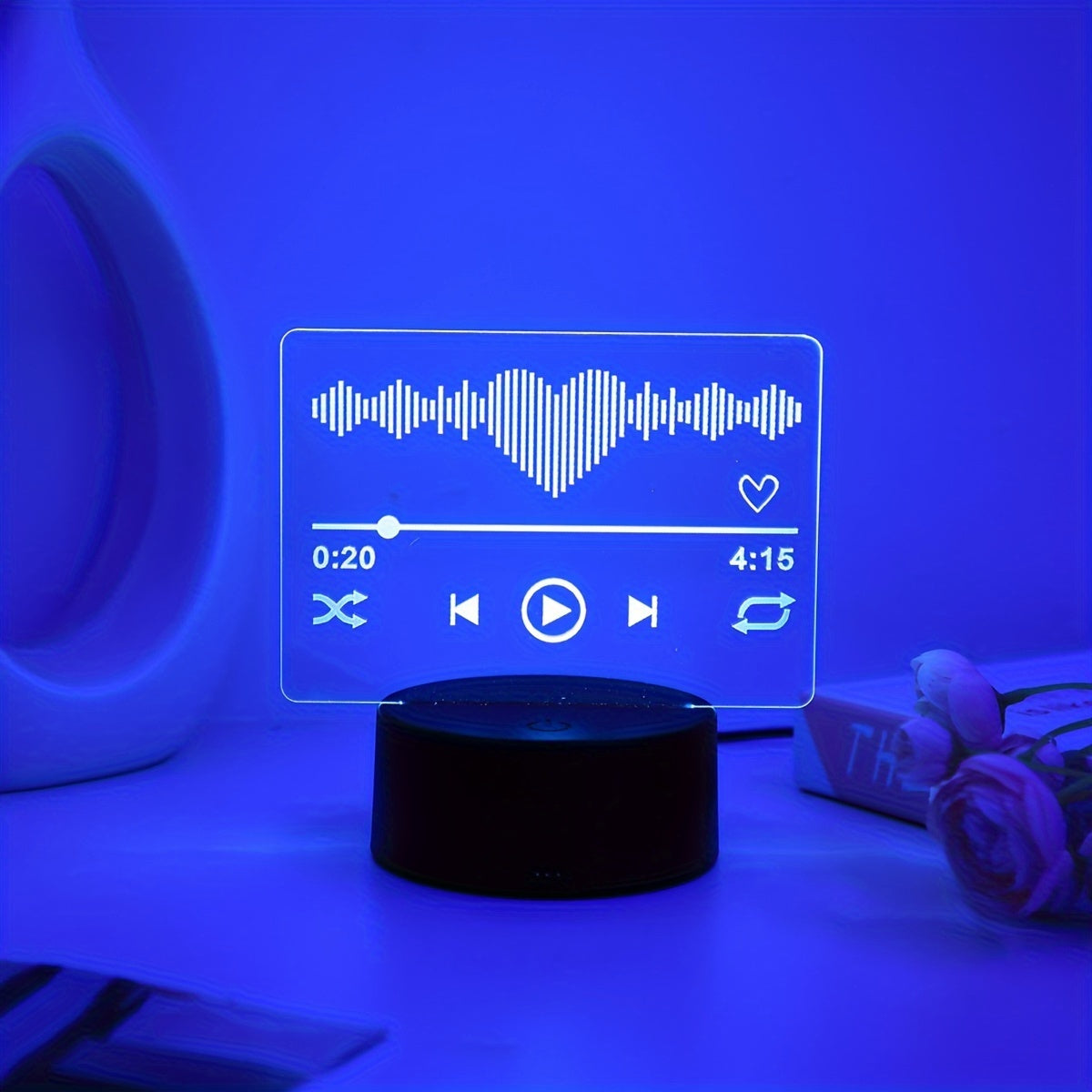 3D Music Player Night Light with Touch Control - USB-Powered, 7-Color Ambient Lighting for Bedroom & Living Room, Ideal Gift