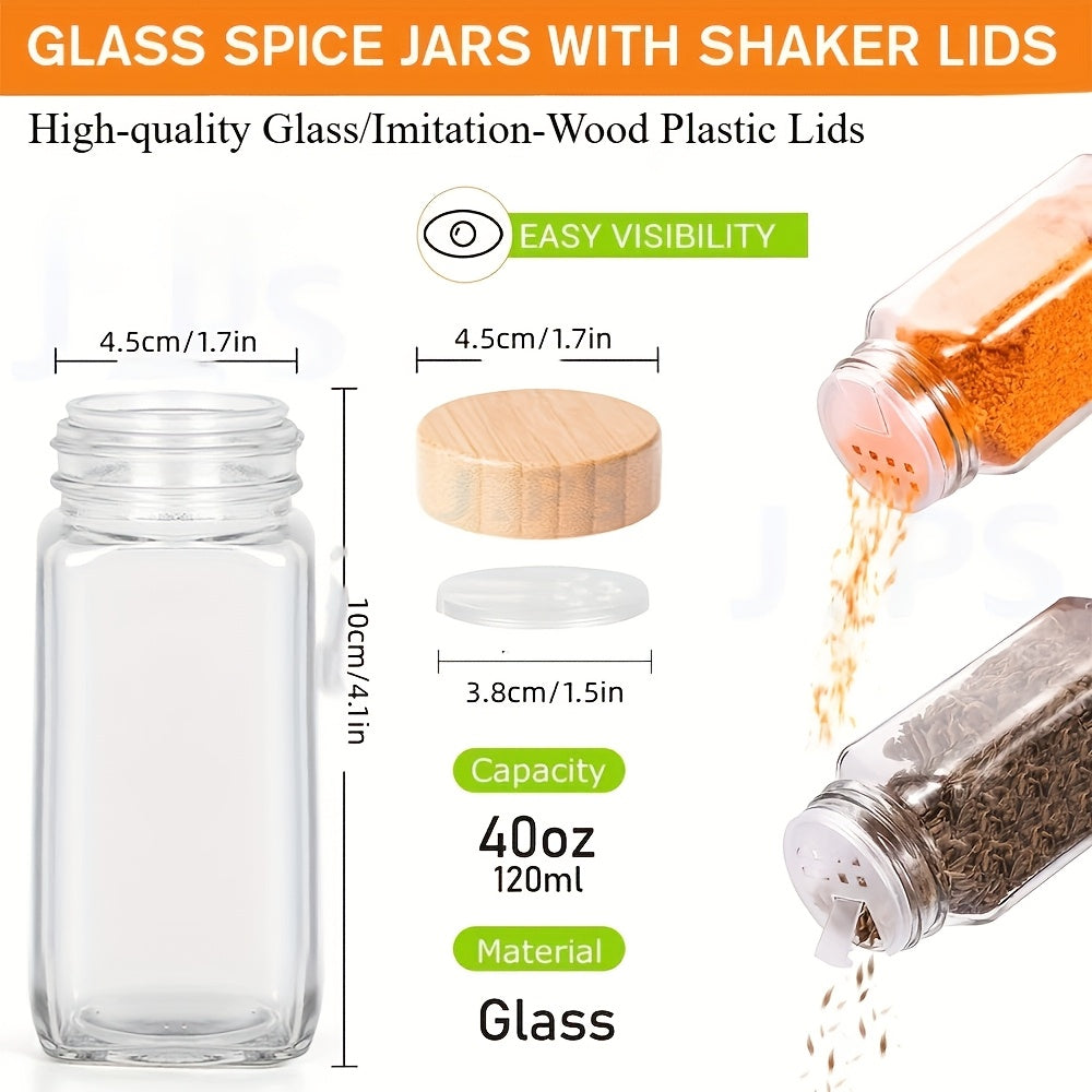 12pcs LDQ Glass Spice Jars for Kitchen Essentials and Cooking Enthusiasts