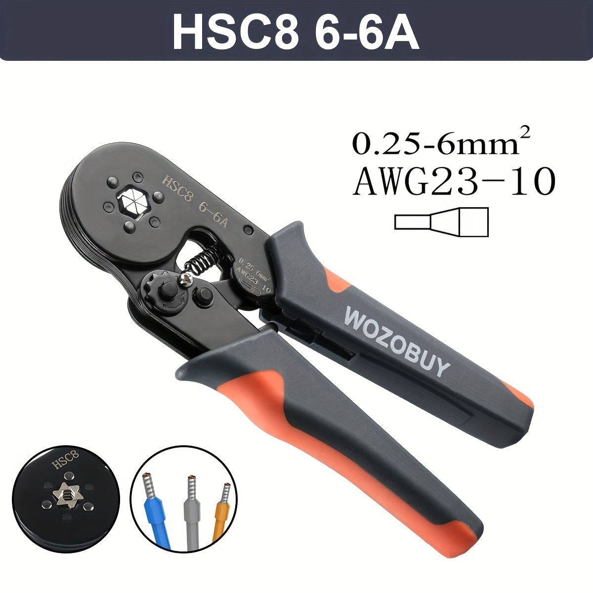 Crimping Tool Kit with HSC8 6-4A/6-6A Crimper Pliers and various wire connectors and terminals.