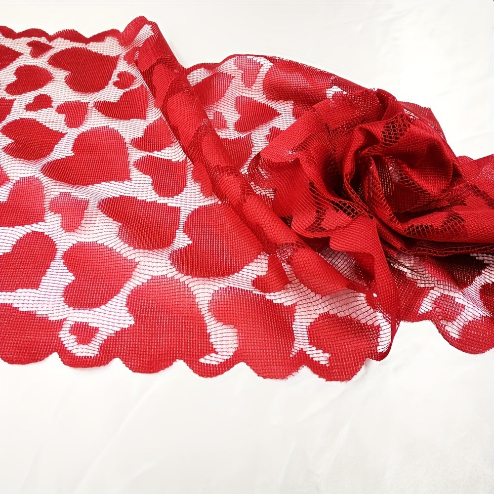 Valentine Heart lace table runner for home decoration.