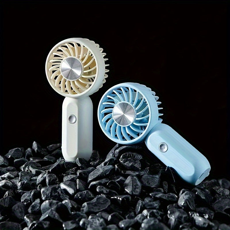 Compact Mini Fan - Rechargeable via USB, Handheld Fan with 3 Speeds and Extended Battery Life, Ideal for Office, Bedroom, Travel, Camping, and Outdoor Activities