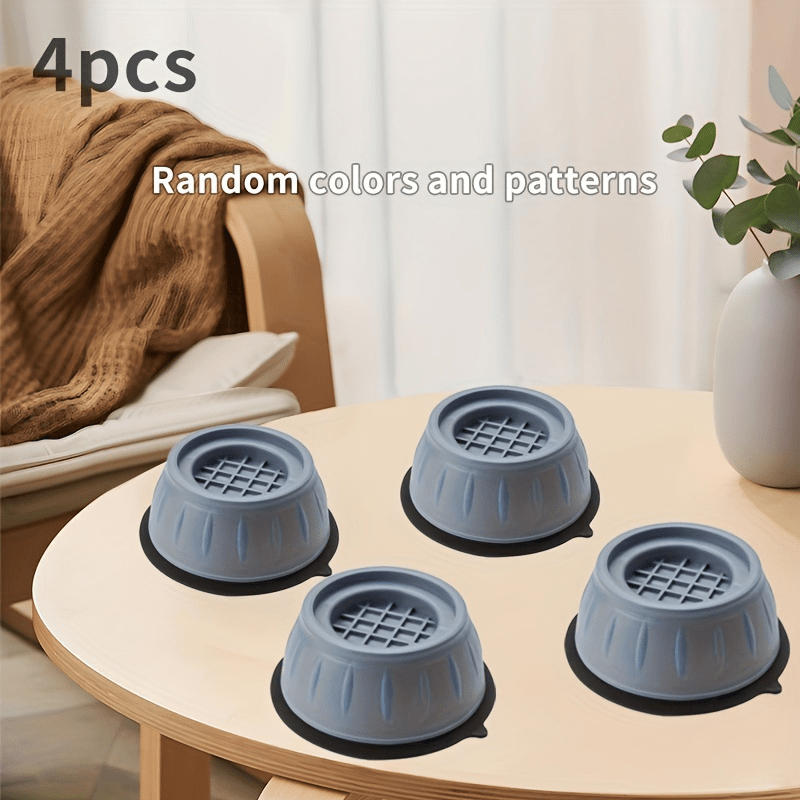 1 set of 4 Anti-slip Washing Machine Mats designed for shock absorption, featuring a waterproof and heightened base for added protection. Made of durable plastic, these mats act as shock absorbers and brackets to safeguard your washing machine and floor.