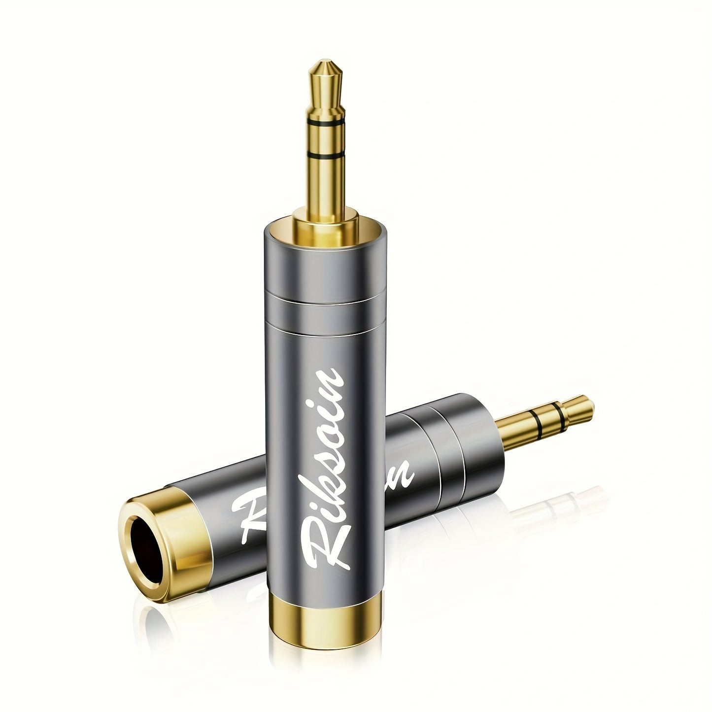 Riksoin 3.5mm to 6.5mm Adapter: Gold-Plated Plug with Noise Reduction, Universal Music Accessory for Various Devices, Grey Alloy, Power-Free.