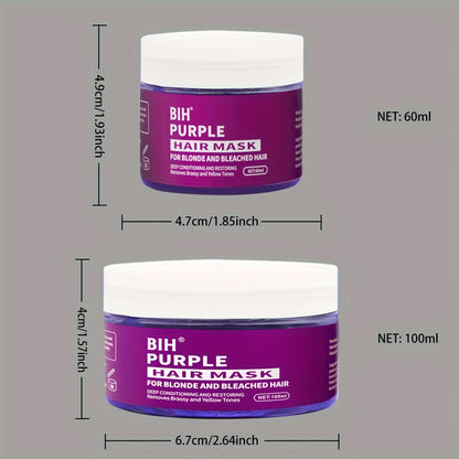 BHI Purple Hair Mask brightens and tones blonde to platinum hair by neutralizing yellow tones.