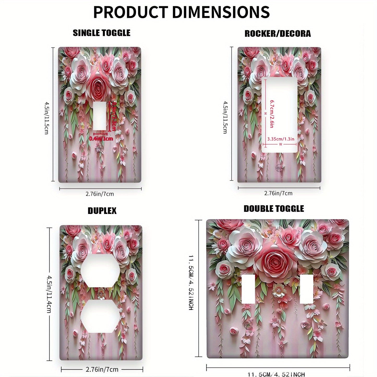 1 piece 3D floral and botanical decorative outlet cover, no power required, easy to clean - pack of 1.