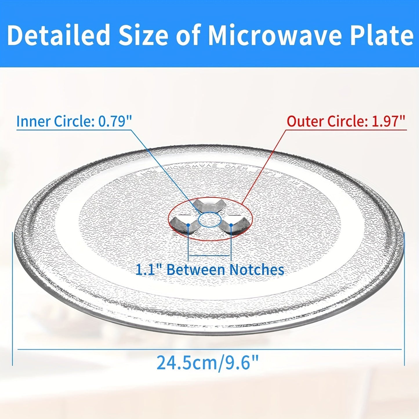 Высококачественная стеклянная тарелка для микроволновой печи - заменяющий поднос 24,38 см, совместимый с LG, GE, Magic Chef, Hotpoint, Panasonic, Kenmore. Включает в себя ткань для легкой очистки.