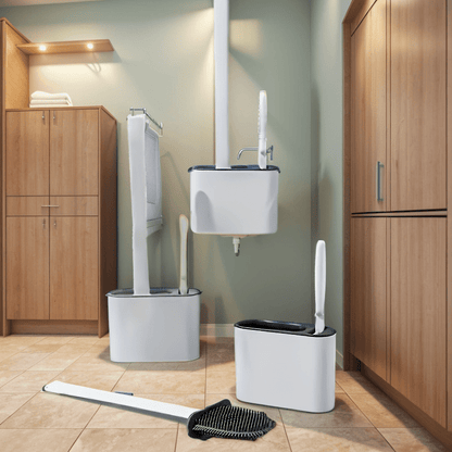 The WYX Toilet Brush Set is perfect for thorough bathroom cleaning and back-to-school needs. It includes a long-handled brush with a stand to ensure no spots are left behind.