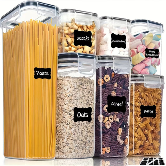 Food storage containers in sets of 3, 6, 7, or 9 with lids. Perfect for storing candy, biscuits, tea, pet snacks, and organizing your kitchen pantry. Canisters are great for preserving cereal, pasta, flour, sugar, and other dry foods. Essential home