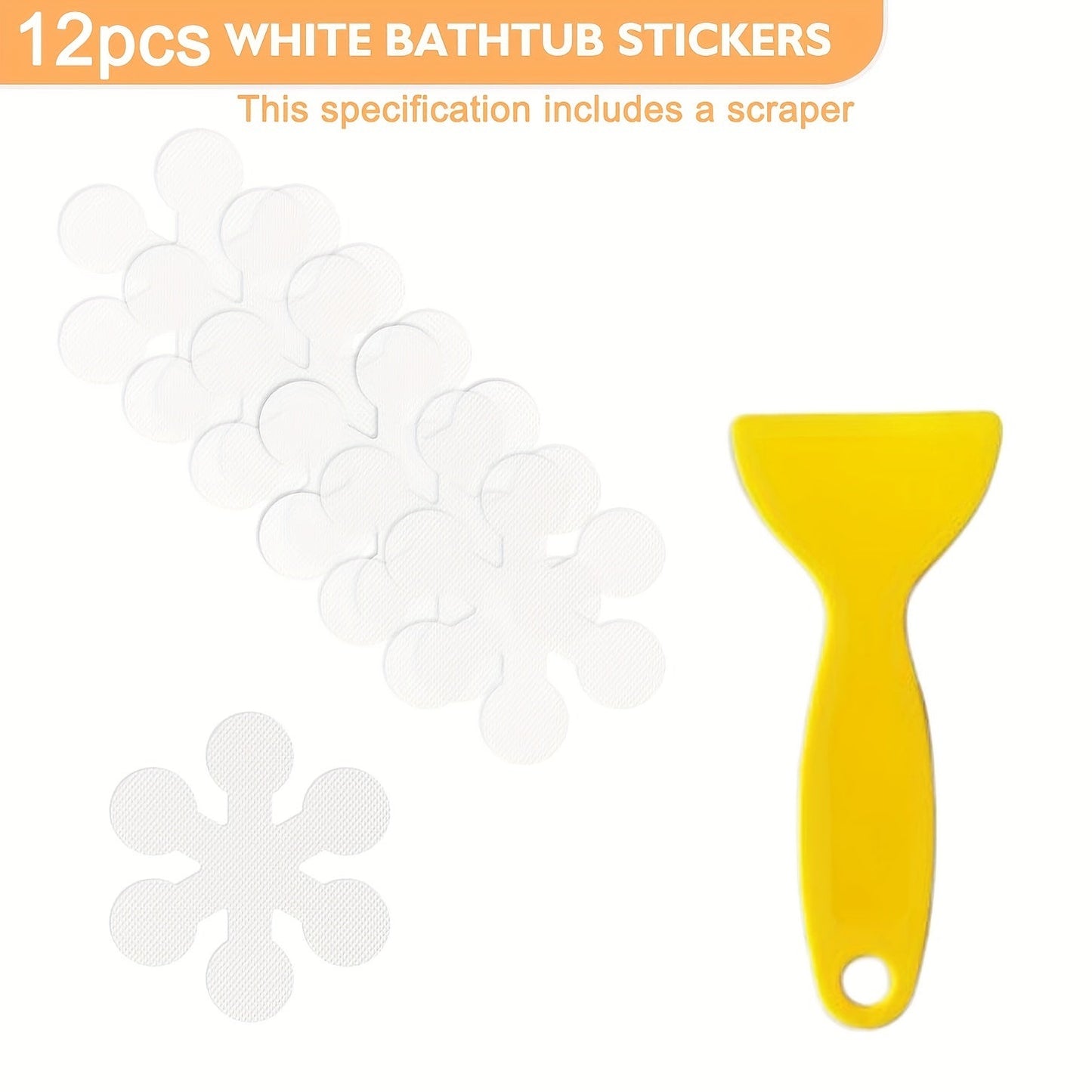 Non-slip bathtub stickers available in sets of 3, 12, or 24. These transparent snowflake-shaped floor stickers are perfect for use in bathtubs, shower floors, stairs, or ladders.