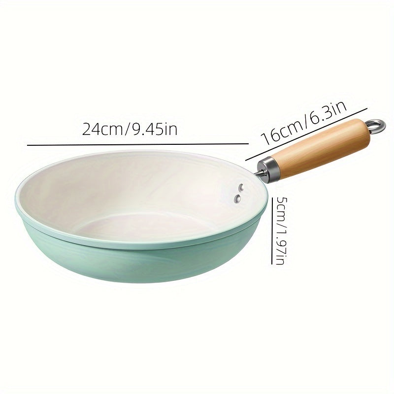 Ceramic Frying Pan with Cast Iron Handle for Gas and Induction Stovetops - Non-Stick Skillet, Hand Wash Only, Ceramic Cookware Finish