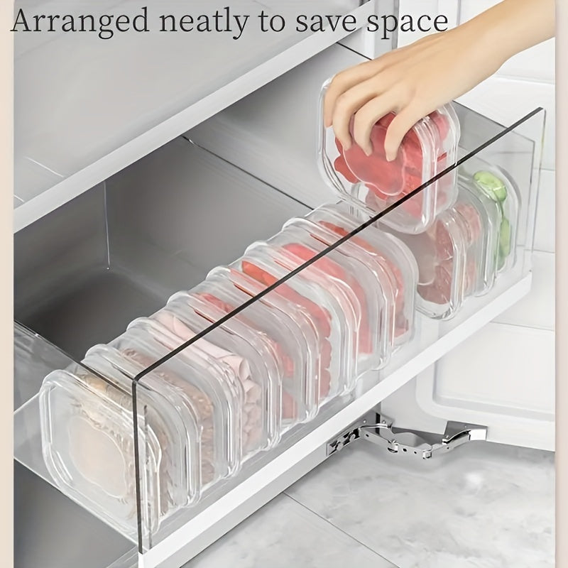 Refrigerator frozen meat box available in sets of 5 or 10 pieces. This storage box is made of food-grade material with a convenient grid design to prevent cross-flavoring of food items. It is perfect for storing ice cream and other frozen foods with