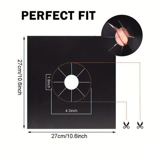 Protect your gas stove with 4 pieces of double thickness, non-stick burner covers. These reusable covers are fast and easy to clean, preventing scratches and burns on your cooking surfaces.