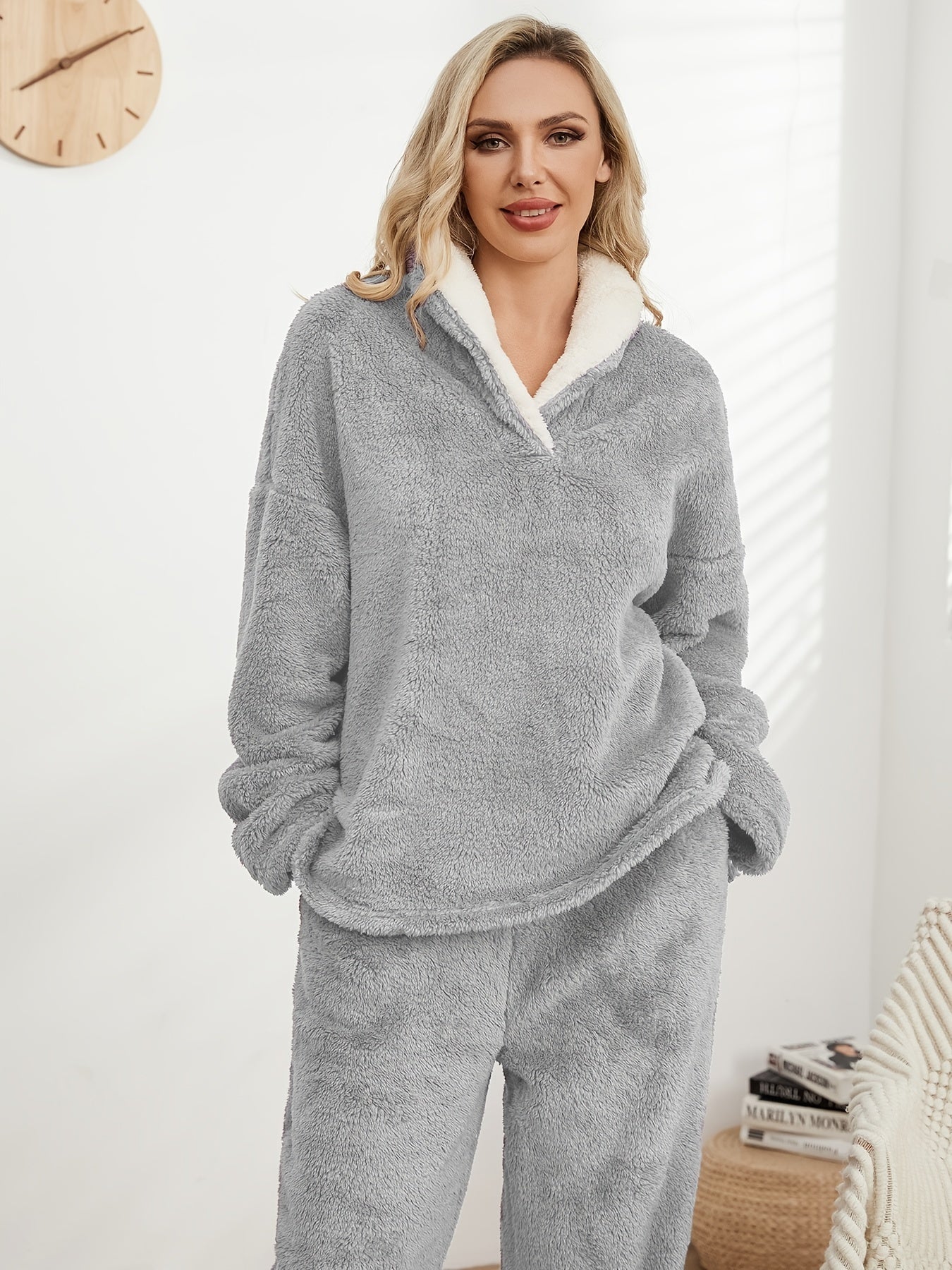 Cozy Flannel Loungewear Sets for Women, Long Sleeve Tops & Pants