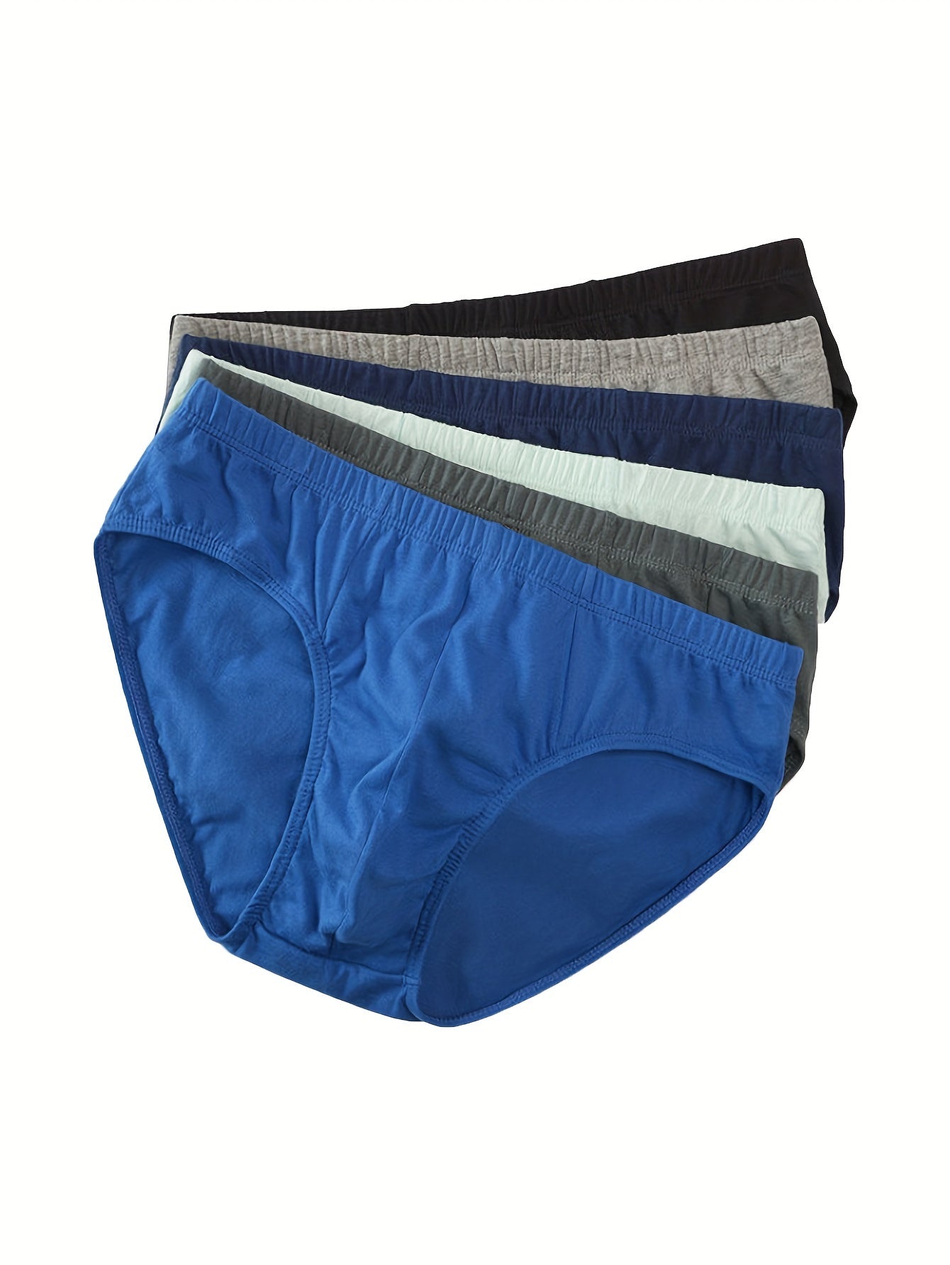 5 cotton briefs for men made of medium stretch knit fabric in a solid color, providing breathable comfort fit for all seasons.