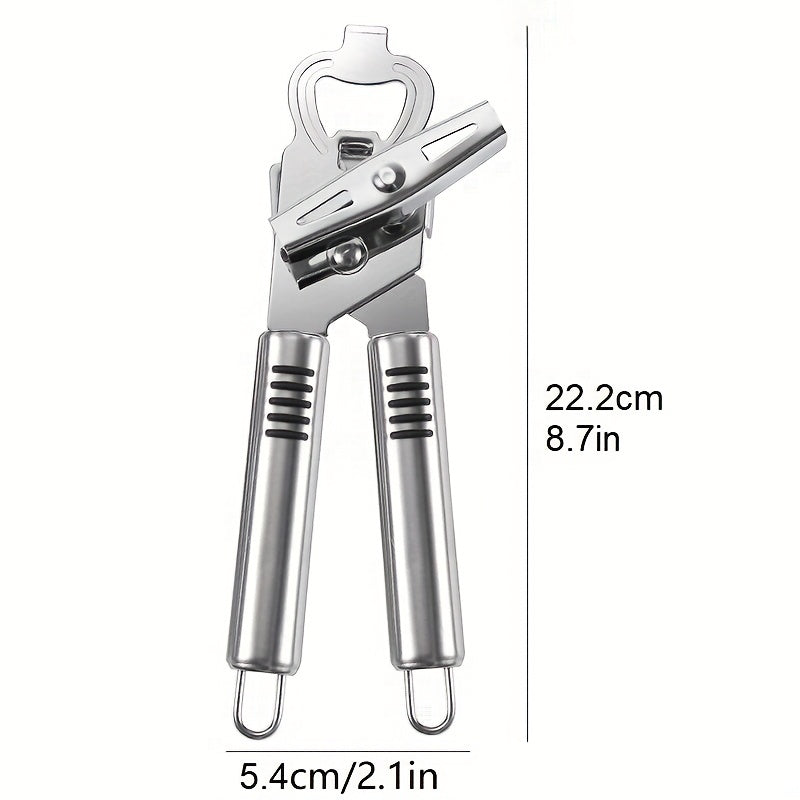 One piece stainless steel jar opener suitable for seniors and individuals with weak hands. This multifunctional manual can opener is ideal for home, kitchen, or restaurant use. A must-have kitchen accessory for all.