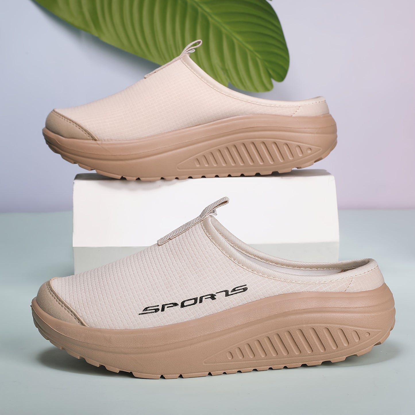 Women's slip-on sneakers with breathable mesh, EVA sole, comfortable insole, all-season low top design, stylish clogs, and slip-resistant.