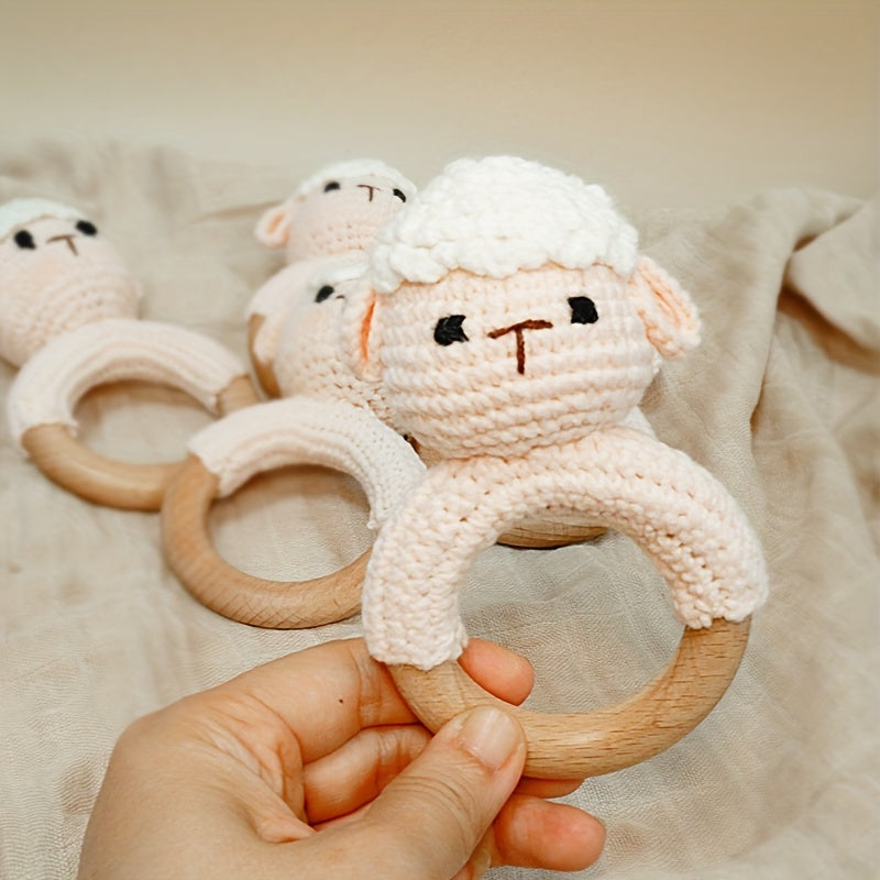 Crochet Sleep Rattle Toy - Soft Knit Animal Doll, Ideal for Soothing & Chewing. Perfect Gift for Christmas, Halloween, Thanksgiving, Easter, Corban Festival. Best Toy for Christmas, Ideal for Thanksgiving.