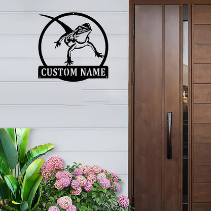 Bearded Dragon Metal Wall Art that Can Be Customized with Your Name for Unique Room Decor