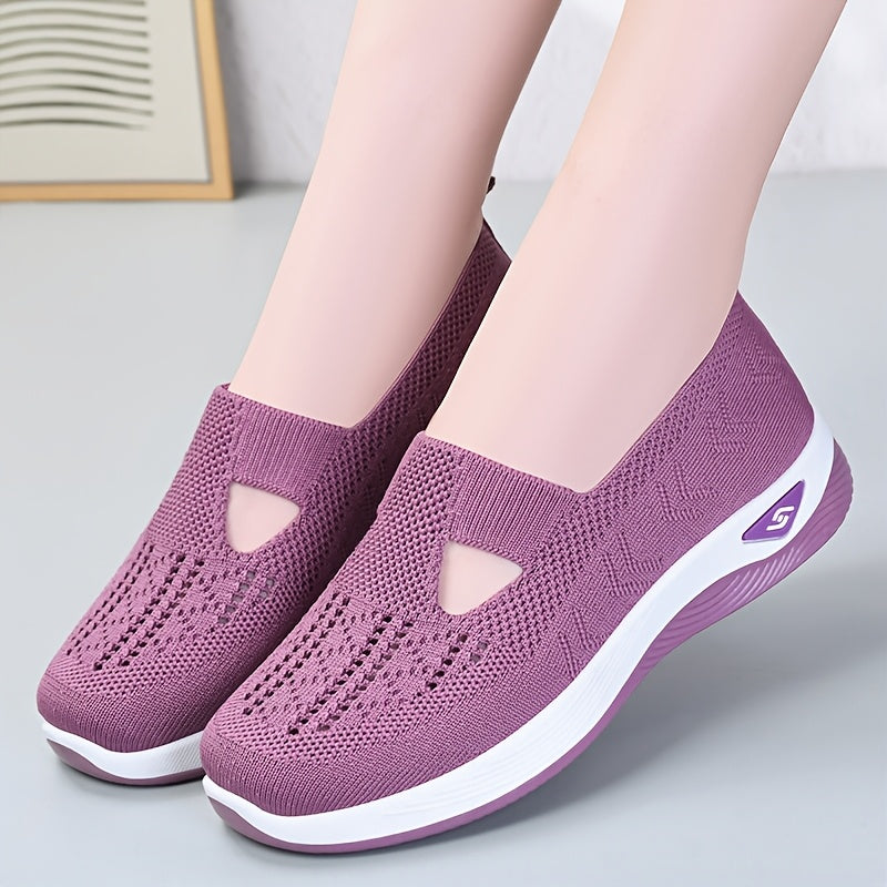 Women's Slip-On Sneakers - Breathable Fabric, Rubber Sole, Low-Top, All-Season Shoes