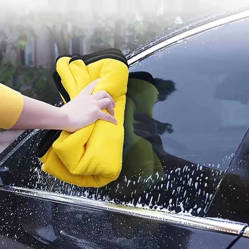 Extra large microfiber car cleaning towel with quick-dry, high absorbency for vehicle external care, no power needed.