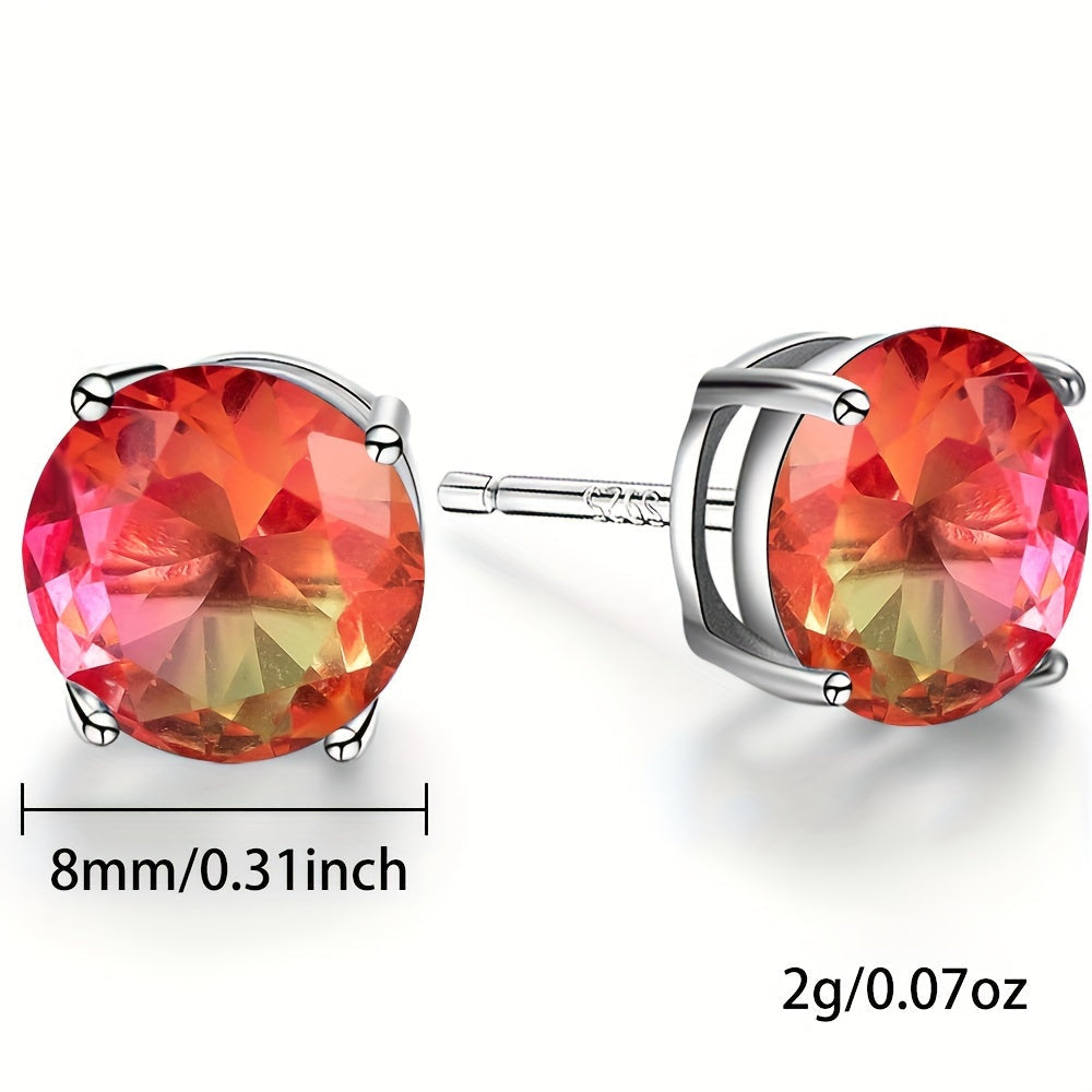 Women and teenagers are sure to love these stunning sterling silver tourmaline earrings. Made with 925 sterling silver, these earrings feature a beautiful multi-color design that is both fashionable and hypoallergenic. Each earring showcases a 6.78mm