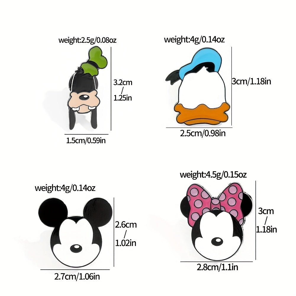 Set of 5 Disney Enamel Brooch Pins - Adorable Cartoon Alloy Metal Badges with Simple Irregular Shapes - Character Accessories for Clothes and Bags