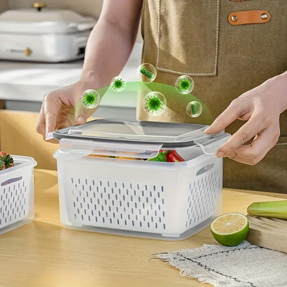 Set of 4 Storage Containers - Leak Proof & Reusable with Lids, Stackable Food Preservation Boxes for Meat, Fruit, and Vegetables. Ideal for Kitchen Organization & Accessories.