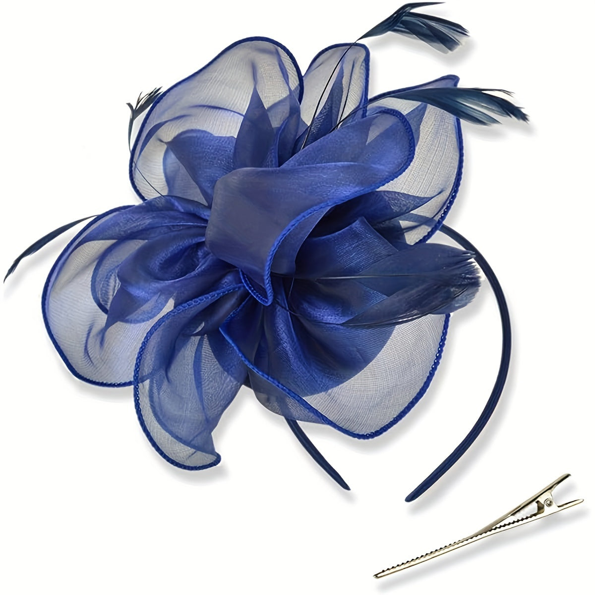 Elegant 1950s Style Fascinator Yarn Derby Hat for Women - Featherless Flower Hair Hoop Perfect for Tea Party, Cocktail, Wedding - Pack of 1 with Gift Box