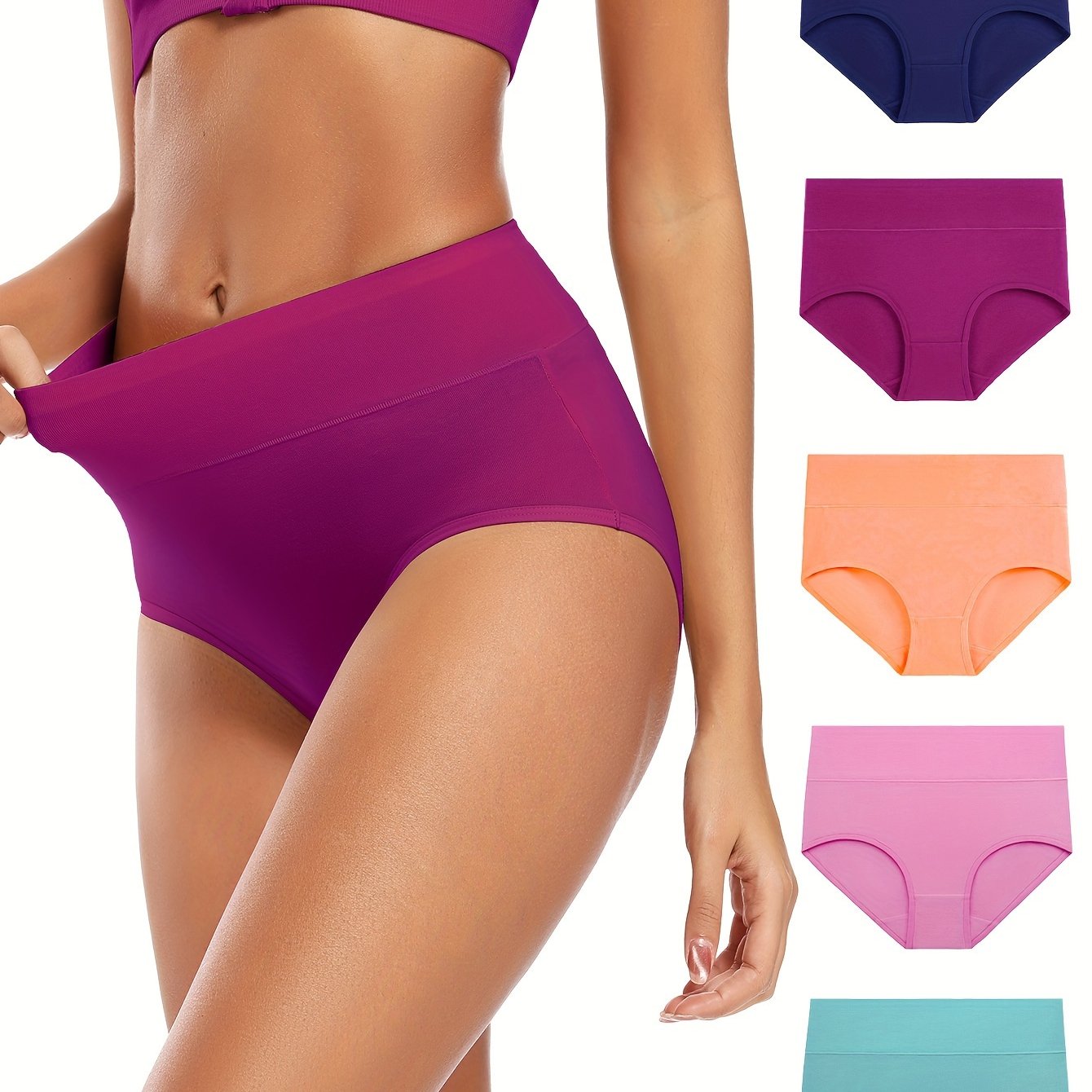 Set of 5 women's high-waisted triangle panties