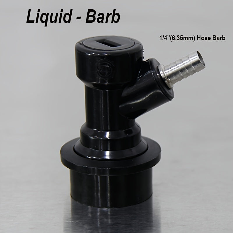 1pc Ball Lock Disconnect Beer Keg Connector with 1/4" Barb and 1/4" MFL fitting for beer gas dispensing.