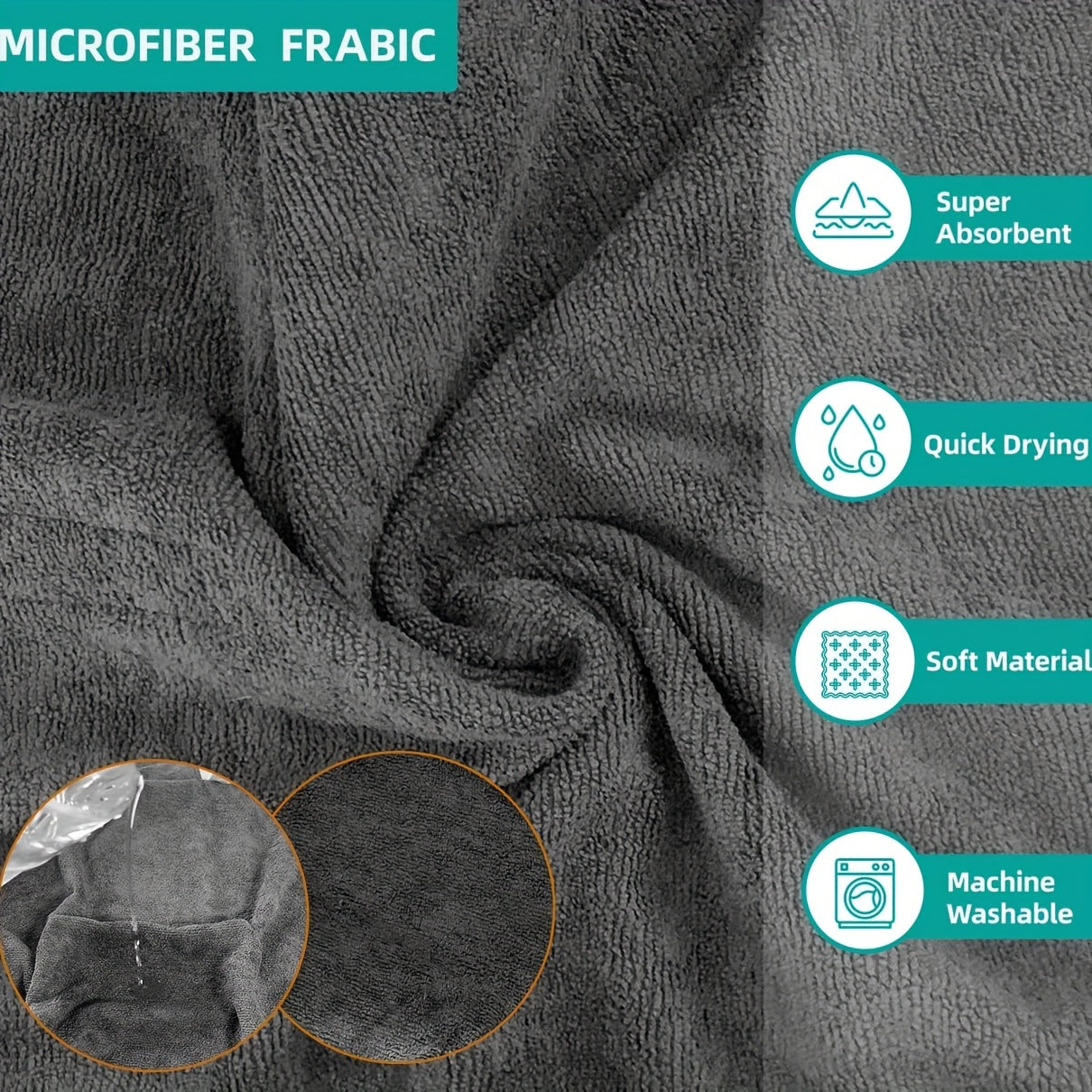 Highly absorbent pet bath towel for dogs, plush microfiber grooming robe, soft cleaning cloth.