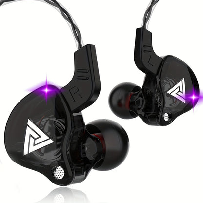 QKZ AK6 Dynamic Wired Headphones with Microphone and Line Control, ideal for Sports and HiFi Audio Listening