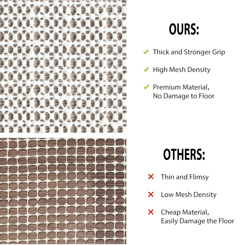 Enhance home comfort and safety with our durable beige non-slip rug pads. Perfect for hardwood floors, these PVC gripper mats keep your area rugs in place and protect against slipping. Keep your rugs safe and secure with our anti-skid pads.