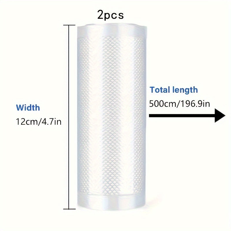 Пакеты для вакуумной упаковки пищевого качества - 2 рулона | Идеально подходит для хранения пищи в холодильнике и микроволновой печи | Многоразовый и противопроливной | Доступно в различных размерах