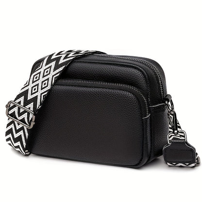 Women's Fashion Crossbody Bag with Adjustable Geometric Pattern Strap