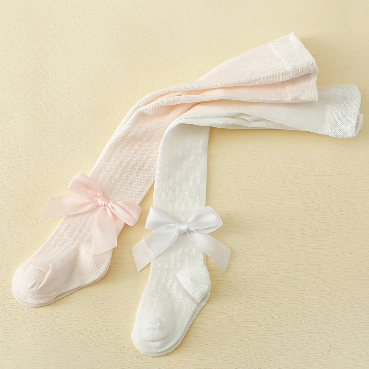 2 Girls' Summer Mosquito-Repellent Knee-High Socks with Bow - Breathable Cotton Blend, All-Seasons