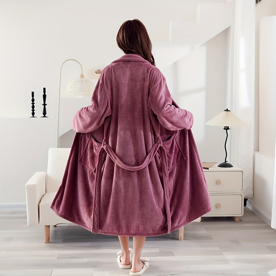 Soft coral velvet bathrobe with quick dry, non-shedding and breathable features, suitable for men and women with modern design.