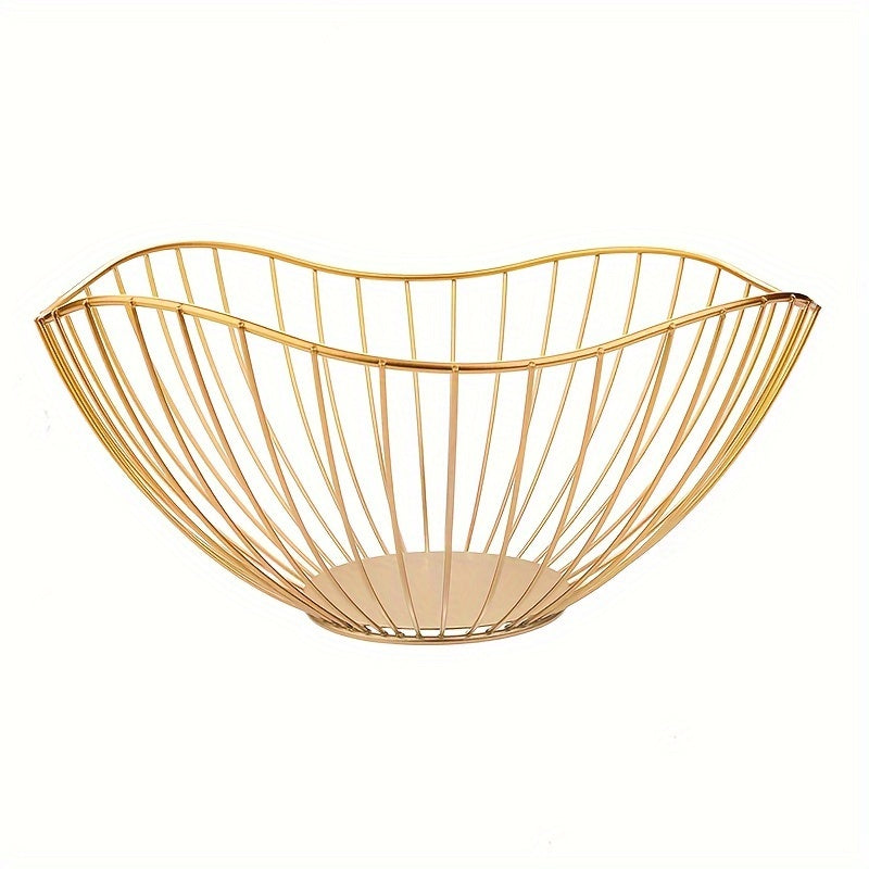 Golden Iron Fruit Basket for Living Room, Nordic Style, multi-functional for storage and organization.