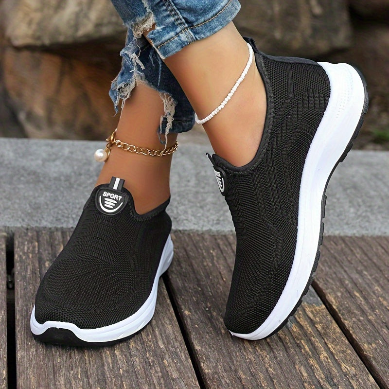 Women's Mesh Slip-On Fashion Sneakers with Round Toe, PVC Sole