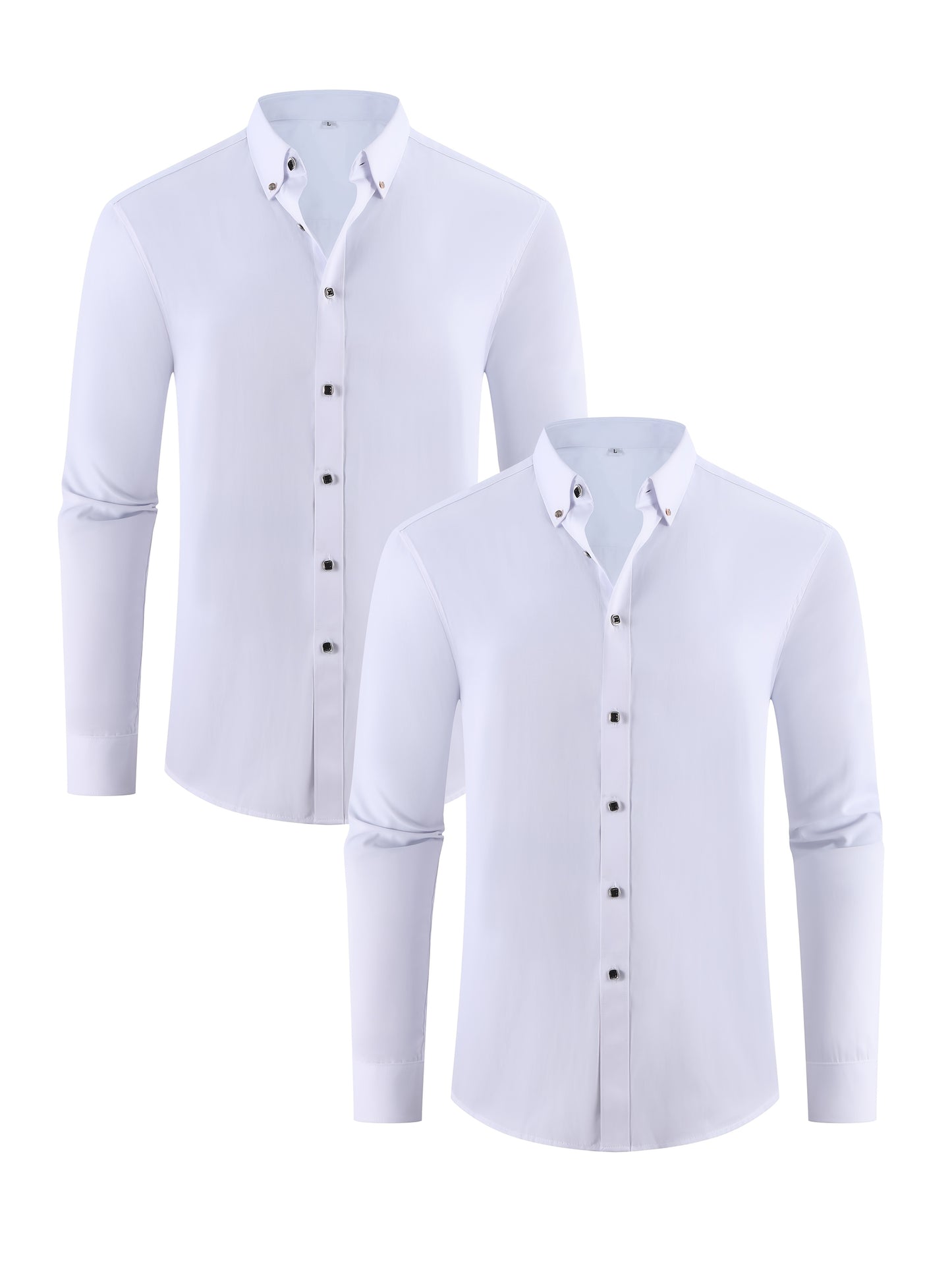 2 Men's Plus Size Dress Shirts, Long Sleeve Collared Button-Ups for Business in Spring/Fall