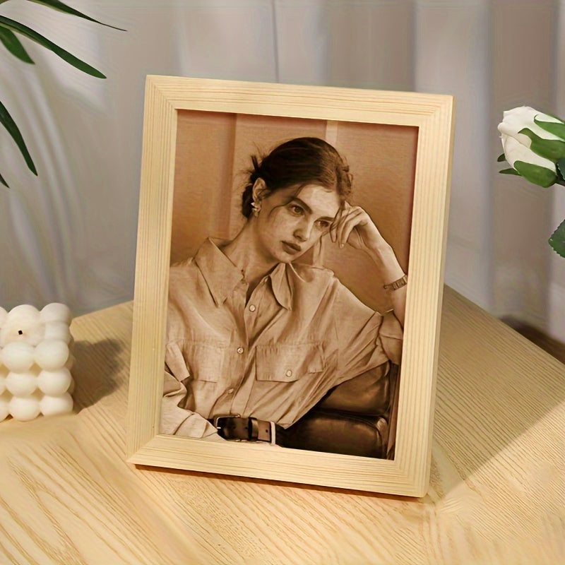 Customized wooden photo frame with engraved design, ideal for cherishing memories. A thoughtful present for birthdays, anniversaries, weddings, and Valentine's Day.