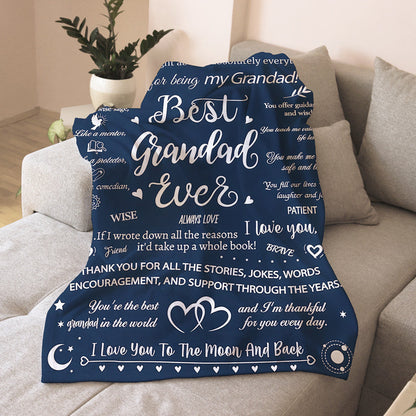 Soft and cozy throw blanket personalized with "Text Element 1pc" for Grandad, the best ever. The perfect birthday gift from his grandchildren.