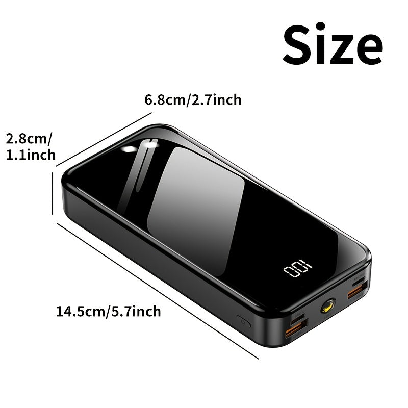 20000mAh Power Bank with 22.5W/PD20W Fast Charging, LED Display, LED Light, Dual Input/Output, Compact and Portable