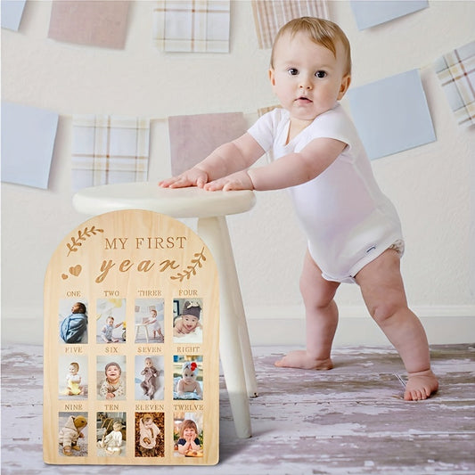 Capture and cherish your little one's milestones with our My First Year Youngsters Milestone Frame. This wooden photo display is perfect for boys and girls, showcasing their first 12 months in style. It makes the perfect birthday gift and essential