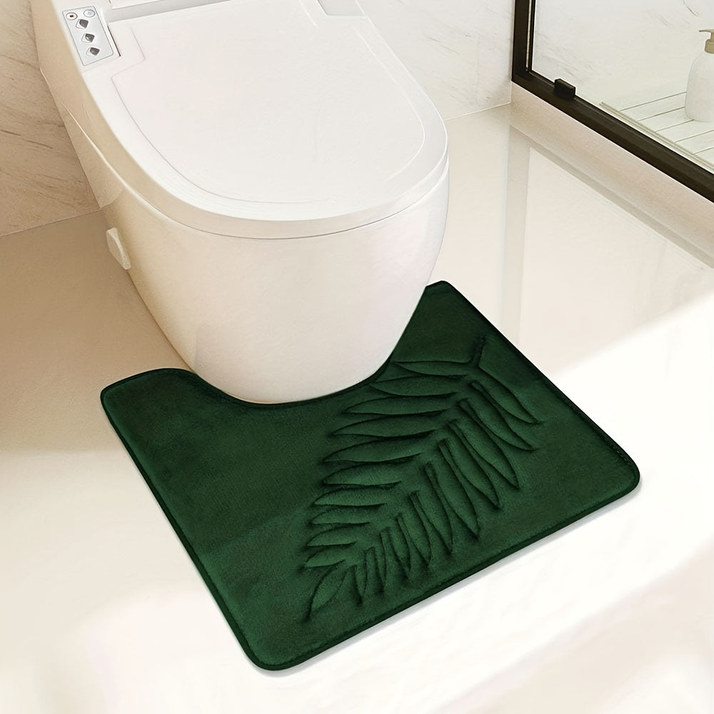 Quick-drying and highly absorbent, the AquaShield U-Shaped Bathroom Mat offers both comfort and functionality. Featuring an anti-slip design with PVC backing, this mat is machine washable and stain resistant. Made from durable polyester fiber with a